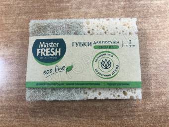 Мастер Фреш Губки для мытья посуды  ECO LINE из АГАВЫ XXL-размер крупнопористый поролон, 2шт/30