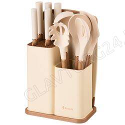 НАБОР 12ПР: 5НОЖЕЙ, ДОСКА, ПОДСТАВКА, ПОЛОВНИК, ЛОЖКА, ЛОПАТКА, ШУМОВКА, ЛОЖКА AGNESS/6 арт. 671-200