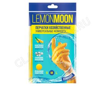 Перчатки латексные с хлопковым напылением КОМФОРТ (M) LEMON MOON LG100M (100)