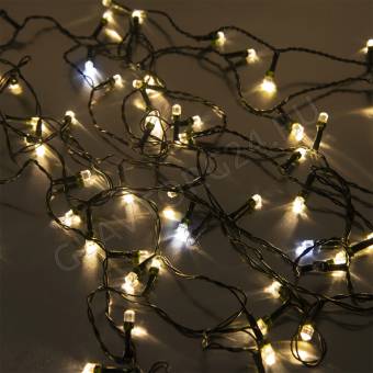 Гирлянда светод. рисовая RL-150WW, 15м, 150LED, хол.белый+тепл.белый, темн-зел. шнур 1,5м, Funray