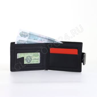 Портмоне муж (1077) Июнь2, 11,5*1,5*8,5 см, 2 отд+отд молн, д/карт, д/монет, на кнопке,черн 10653503