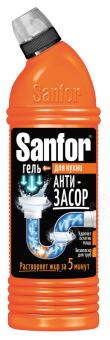 SANFOR гель д/прочистки труб на кухне 750г/15