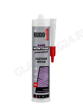 Клей KUDO HOME Мontage для надёжного монтажа, на акрил. основе, белый, 280мл /12
