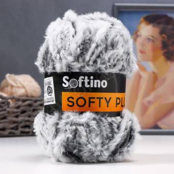Пряжа фантазийная 100% микрофибра "Softy plush" 100 гр 65 м чернобурка   4336235