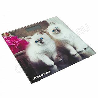 Весы напольные электронные АКСИНЬЯ КС-6003 180кг Пушистые котята 