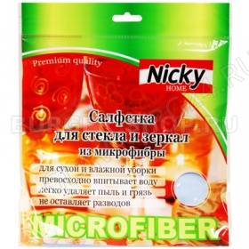 Салфетка микрофибра д/стекла и зеркал 30*35см Nicky Home