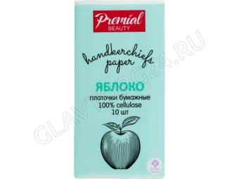 Premial платочки бумажные 3-х-слойные 6шт зеленое яблоко/240шт