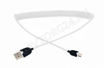 USB Кабель универсальный microUSB шнур витой 1,5М белый REXANT