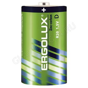 Ergolux LR20 Alkaline BL-2 (LR20 BL-2, батарейка,1.5В)