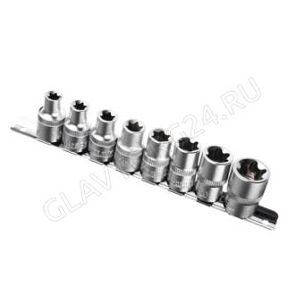 Набор головок 8пр "TORX" 1/2" E10-E11-E12-E14-E16-E18-E20-E24