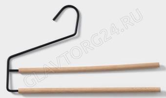 Вешалка для брюк и юбок 2 перекладины, 36х21,5х1,1 см "Wood" цвет чёрный   6257733 снято