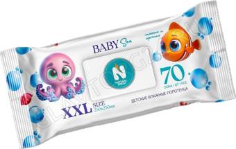 NATURAL FRESH Влажные Полотенца   Baby Fish 70 шт XXL/12 шт/уп	