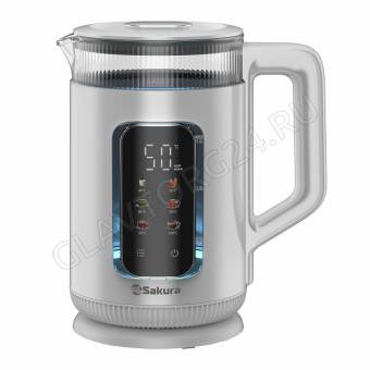 Чайник электрический SAKURA SA-2751DW 1,5л 1,8кВт стекло, пластик белый
