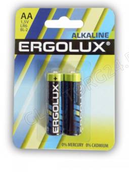Ergolux LR6 Alkaline BL-2 (LR6 BL-2, батарейка,1.5В)