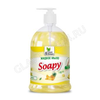Жидкое мыло "Soapy" эконом "Ананас" с дозатором 1000 мл. Clean&Green CG8237