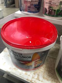ДИСКОНТ краска д/потол.ВД 13кг суп.белая мат. полиакр. ( замята, залита )