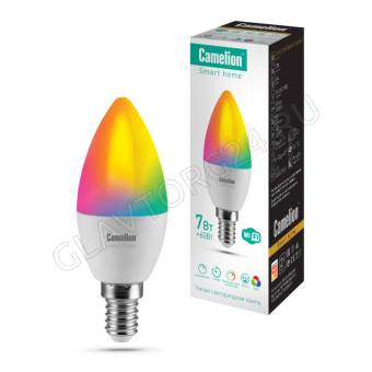 Лампа светод. Camelion Smart Home LSH7/C35/RGBСW/Е14/WIFI (7Вт Е14 RGB+DIM+CW 220В WiFi)