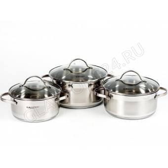 Набор кастрюль 6пр [АЛЬТА] нержавейка (3,2л+4,2л+5,2л) арт. KT-SET-005-3/2