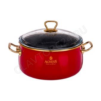 КАСТРЮЛЯ AGNESS ЭМАЛИР. СТ/КР. АНТИПРИГАР. "МРАМОРНЫМ" ПОКРЫТИЕМ, 24СМ 5,3Л/ арт. 950-213