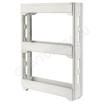 Этажерка Keeplex Regular на колесиках, 3 секции, узкая, белое облако