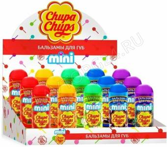 Бальзам для губ Chupa Chups mini ассорти  шоу-бокс (6*20 шт),120 шт. (2023-12)