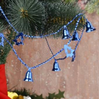 СНОУ БУМ Бусы декоративные, пластик, 200см, колокольчики и елочки, 6 цветов
