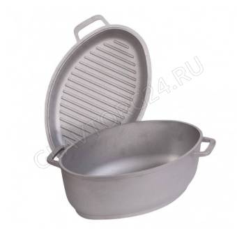 Гусятница 4,0л с утолщ. дном 7мм + крышка сковорода-гриль алюмин. арт. Г401