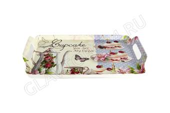 Поднос с ручками 33*21,5см ф.прямоуг. Капкейк арт. 1259