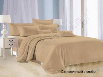 Простыня 160*200*30см сатин гладкокрашенный на резинке Эльф 1703 сливочный ликер
