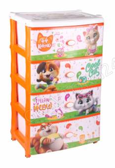 Комод "44 котёнка" 4-х секцион. широкий ( имеются потертости))