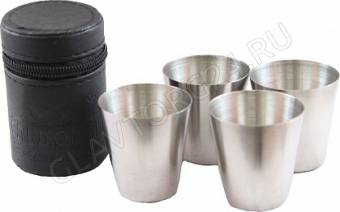 Набор рюмок 20мл "СЛЕДОПЫТ" в кожаной тубе 4шт./200