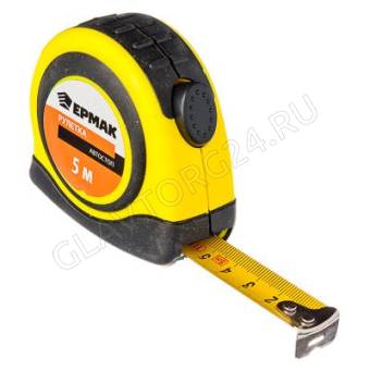 Рулетка ЕРМАК 5м, "Автостоп", двукомп. корпус