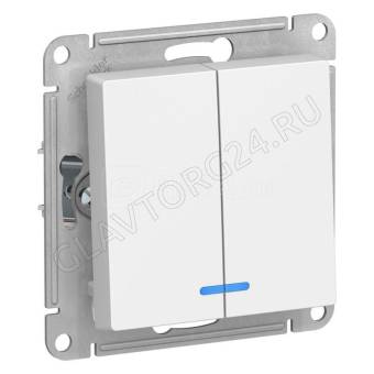 Механизм выключателя 2-кл. СП AtlasDesign 10А IP20 (сх. 5а) 10AX с подсветкой бел. SchE ATN000153