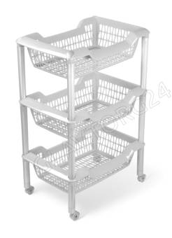 Этажерка универсальная "Джета" 3 корзины на колесиках светло-серая (Светло-серый) С735СЕР