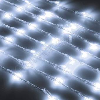 СНОУ БУМ Гирлянда эл. водопад 192LED, 1,2х2м, 8 нитей, белый, 8 реж, прозр.провод, 220В