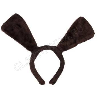 СНОУ БУМ Ободок карнавальный, Уши Собаки, пластик, полиэстер, 17х17см, 2 цвета, арт.7009 РАСПРОДАЖА!