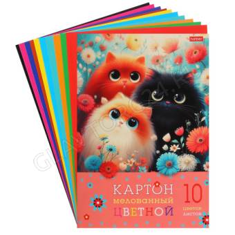 Картон цв. А4 10л/10цв Пушистые лапки