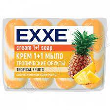 EXXE Косметическое мыло 1+1 4шт*75г "Тропические фрукты"  (ОРАНЖЕВОЕ) полосатое ЭКОПАК 7349/12