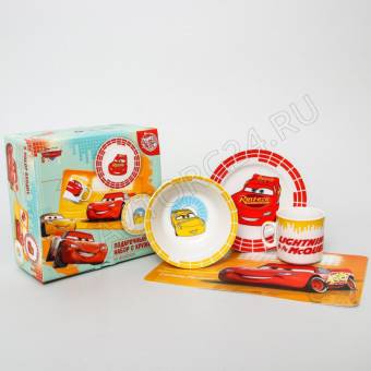Набор посуды Lighthing McQueen Тачки кружка,тарелка,салатник 360 мл