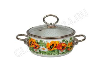 Кастрюля эмалир. сферич. 2,0л белосн. Floristeria 1SC165S    СПЕЦ ЦЕНА!