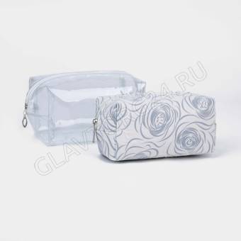 Косметички набор 2 в 1 Шик 18*8*10см, отдел на молнии, белый   9411563