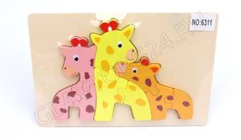 Деревянные пазлы на подложке "Жирафики" 1001138