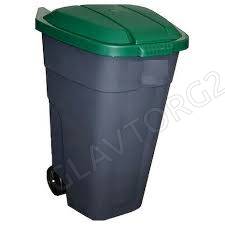 Бак для раздельного сбора мусора с крышкой на колесах 110л зеленый