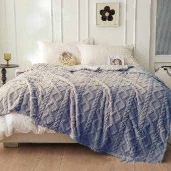 Плед 180*200см велсофт ТМ "Vse DOMA", щерпа, косичка, цвет серый, ролик