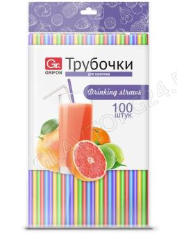 GRIFON Трубочки для напитков гофр. черные  100шт, в п/эт. уп, 21см /60