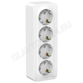 Розетка 4 ОП с заземл. со шторками изол.пл.,16а, 250в, Blanca белый BLNRA011411