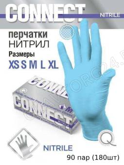 Набор перчаток нитриловые медицинские смотров нестерил CONNECT NITRILE р-р(XL) (90пар/180шт) 