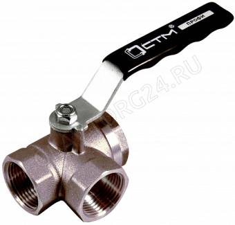 Кран шар. 3/4" трехходовой, тип T рычаг, никель, CTM ПРОФИ CN3FT034