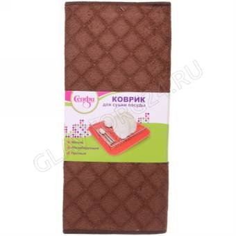 Коврик для сушки посуды 38*50см "Ромбы" коричневый арт. 335-245