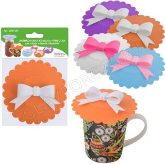 Силиконовая крышка-присоска для чашек и банок "Бантик" VL80-102